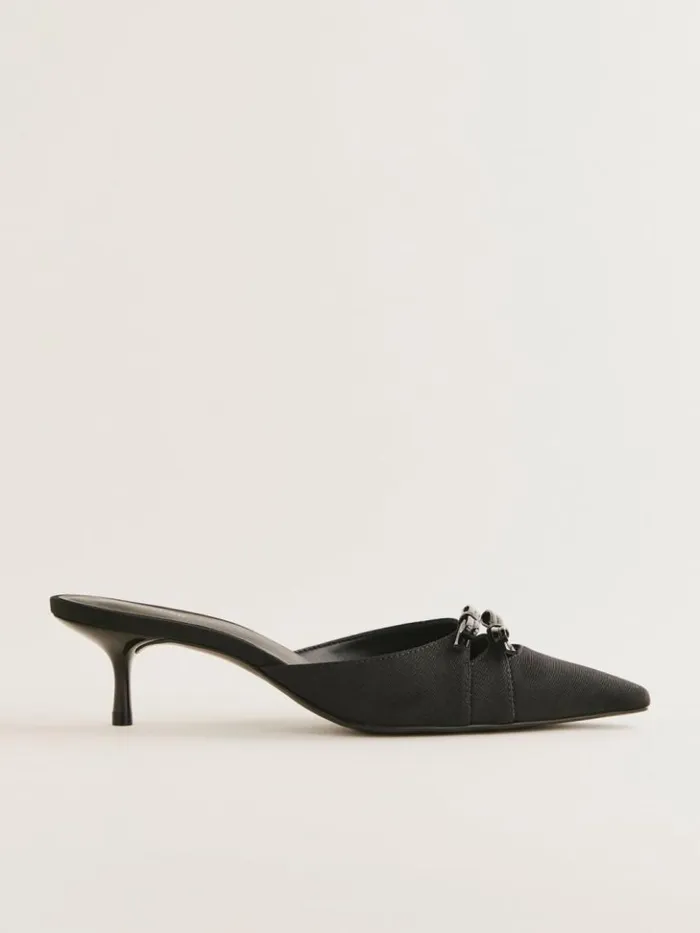 WeddingsShoes The Reformation Nelson Heeled Mule Black Moire