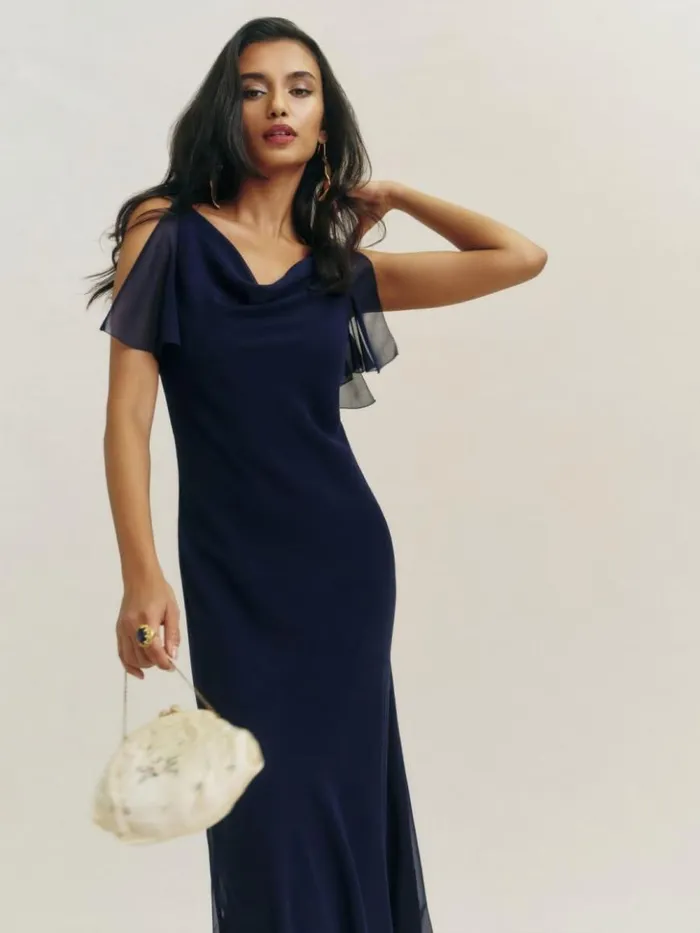 Weddings The Reformation Cressa Dress Navy