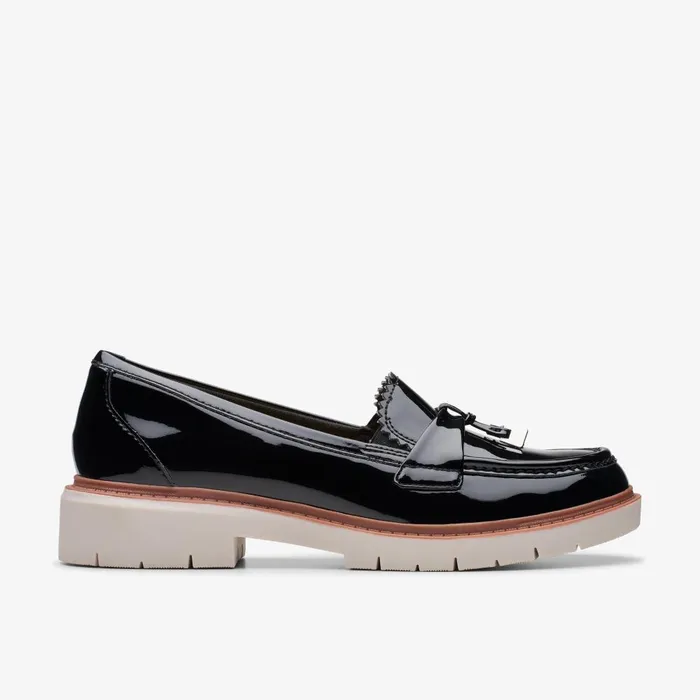 Westlynn Bella Black Patent Women Clarks SlipOns