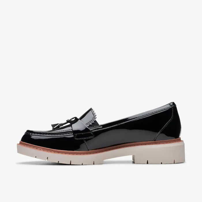 Westlynn Bella Black Patent Women Clarks SlipOns