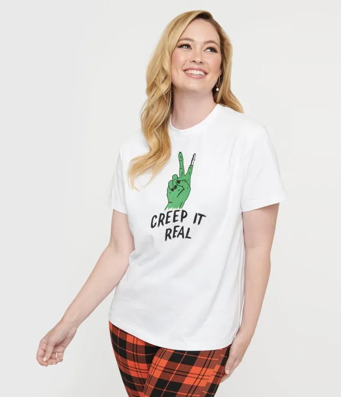White Creep It Real Unisex Graphic Tee ClothingHalloween Unique Vintage Graphic Tees