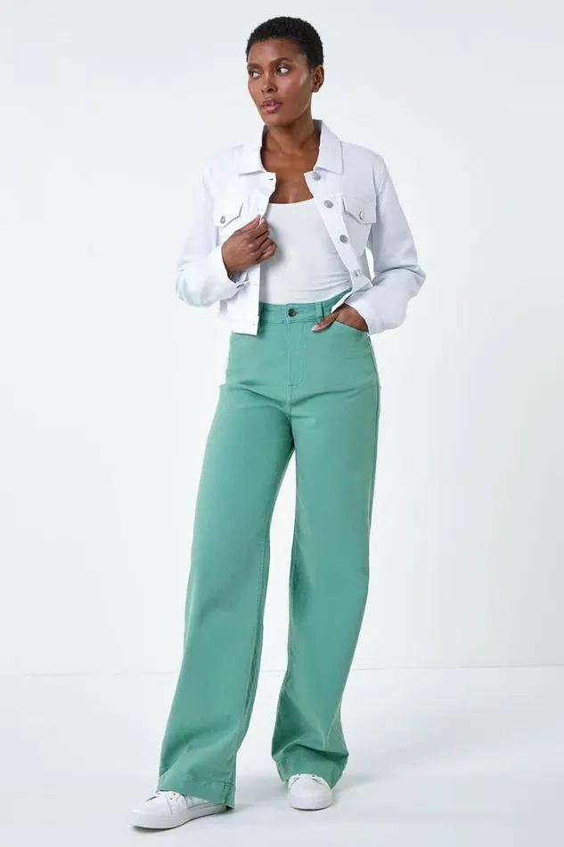 White Cropped Stretch Jacket Women Roman Jackets