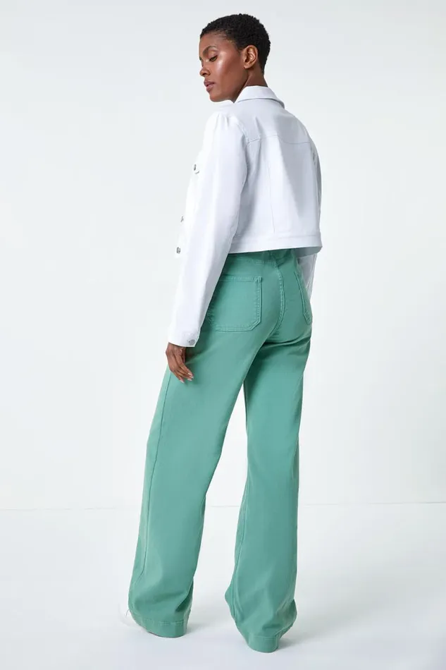 White Cropped Stretch Jacket Women Roman Jackets