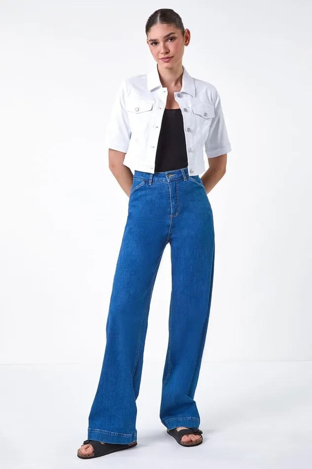 White Short Sleeve Stretch Jacket Women Roman Jackets