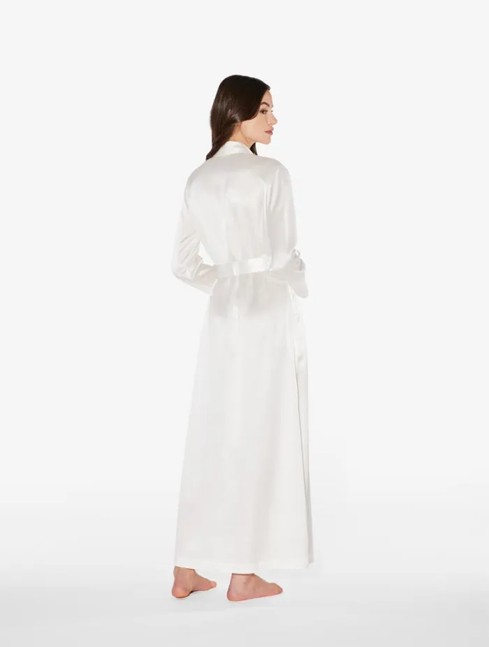 White Silk Long Robe Sleepwear La Perla Robes