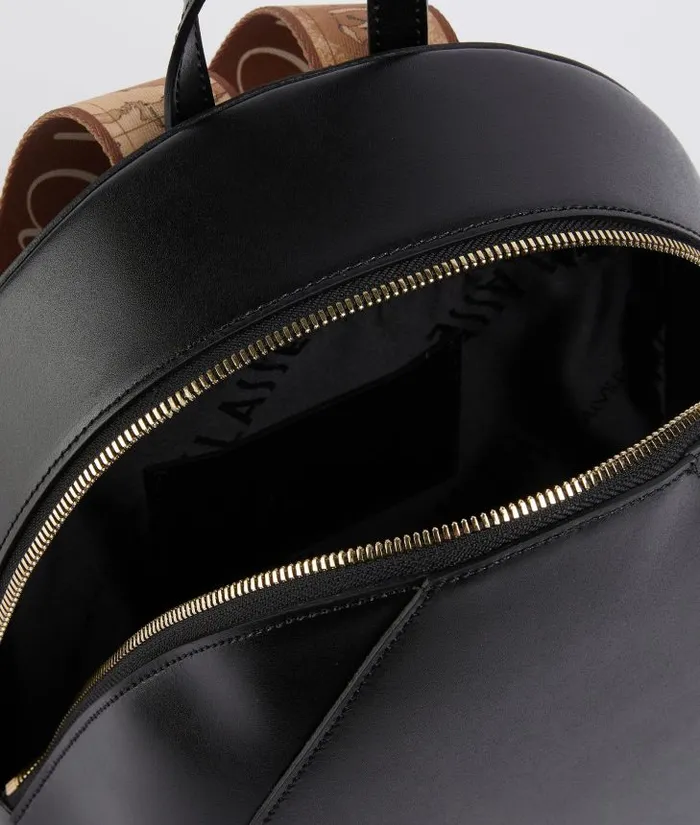 Woman Backpacks Bucket and Belt Bags Alviero Martini Winter Spirit Smooth Leather Backpack Black