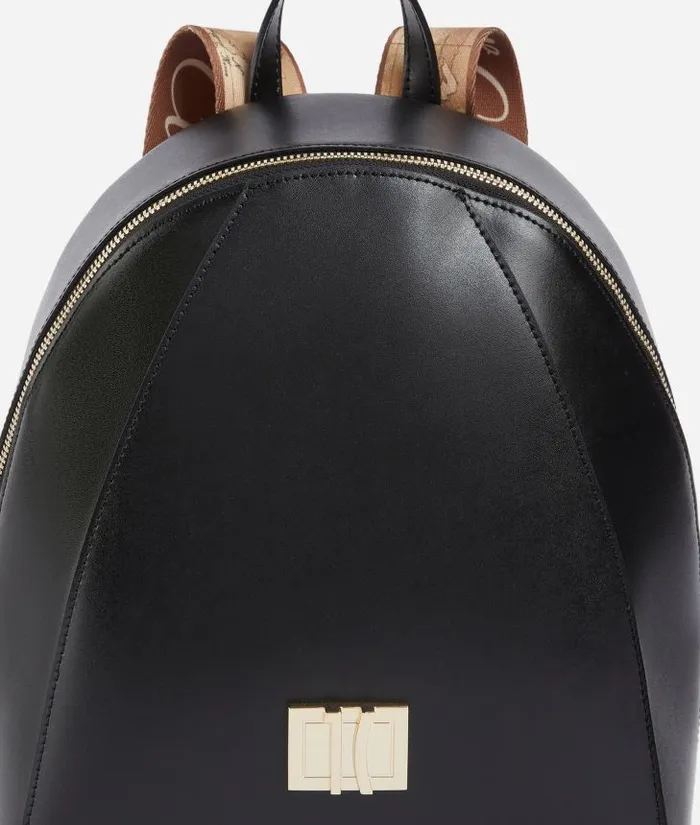Woman Backpacks Bucket and Belt Bags Alviero Martini Winter Spirit Smooth Leather Backpack Black