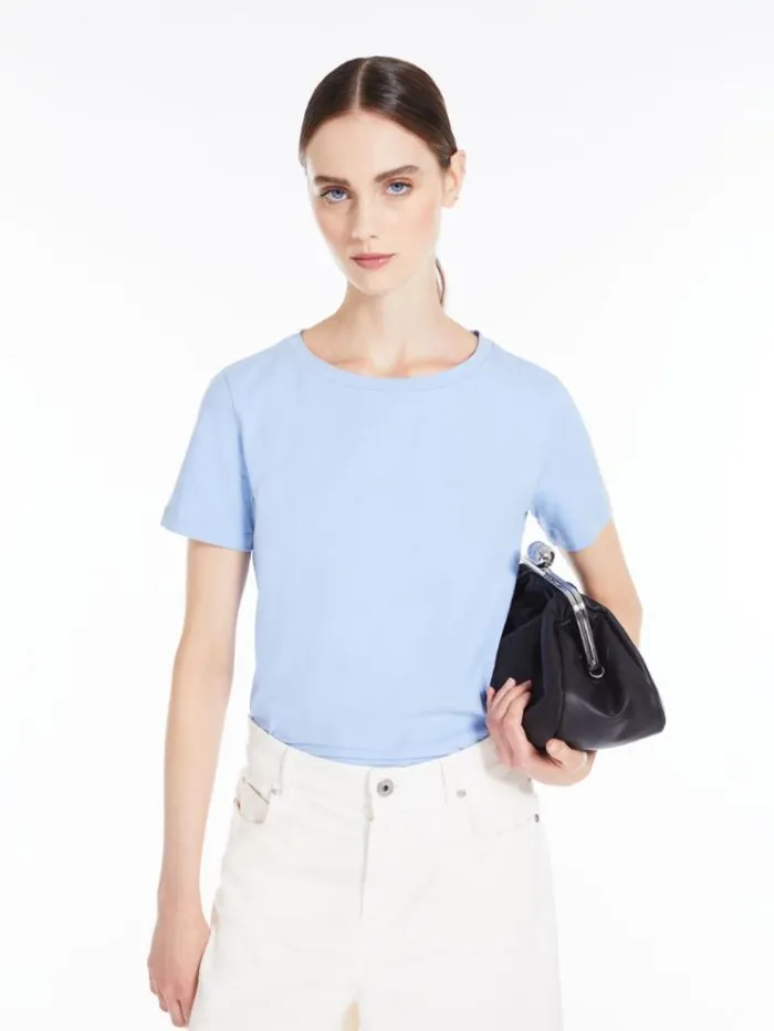Woman Basic Jersey Tshirt Light Blue Maxmara Tshirts Woman Basic Jersey Tshirt Light Blue Maxmara Tshirts