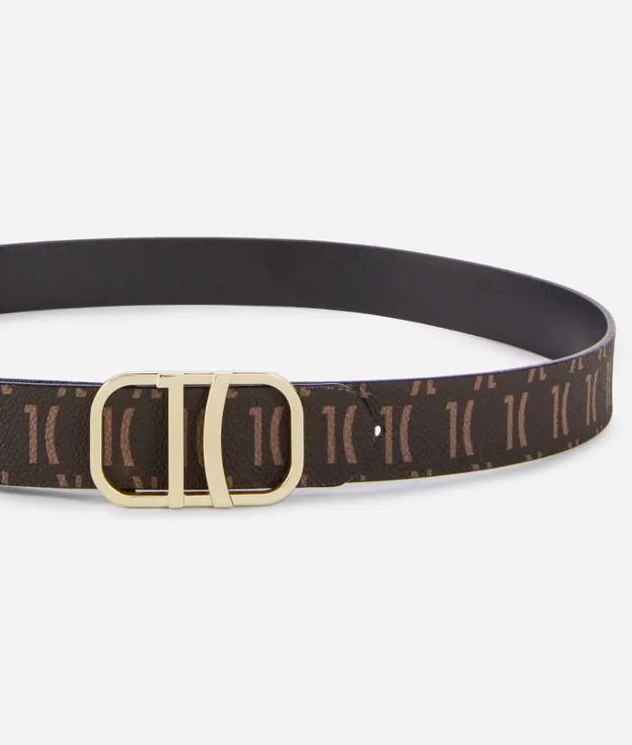 Woman Belts Alviero Martini 3d Monogram Reversible Belt Black