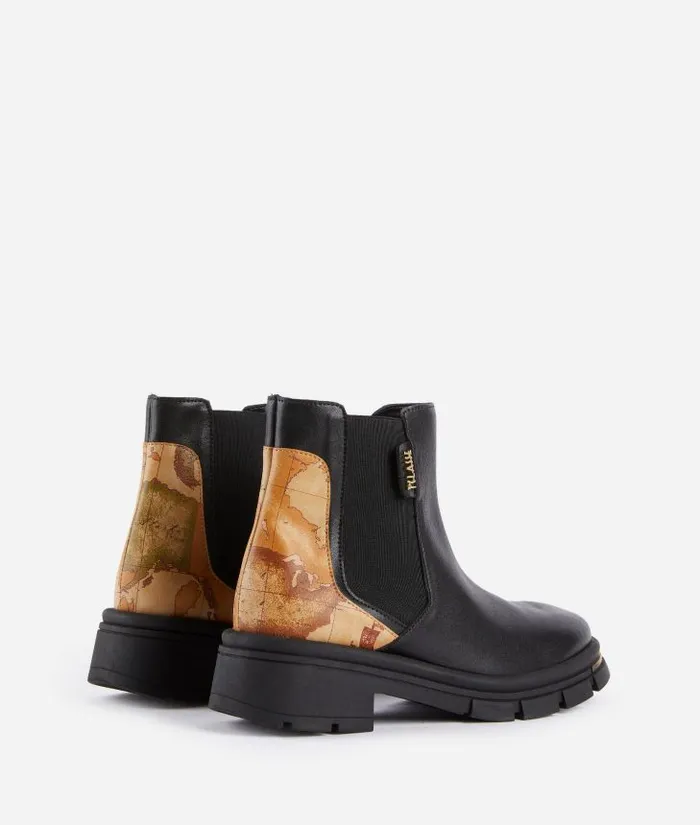 Woman Boots and Booties Alviero Martini Smooth Leather Beatle Boots With Gold Tip Detail Black
