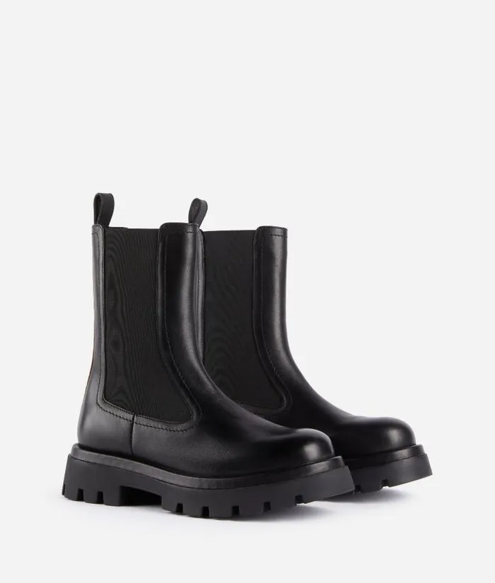 Woman Boots and Booties Alviero Martini Smooth Leather Boots With Elastic Panels And Mini 1c Button Black
