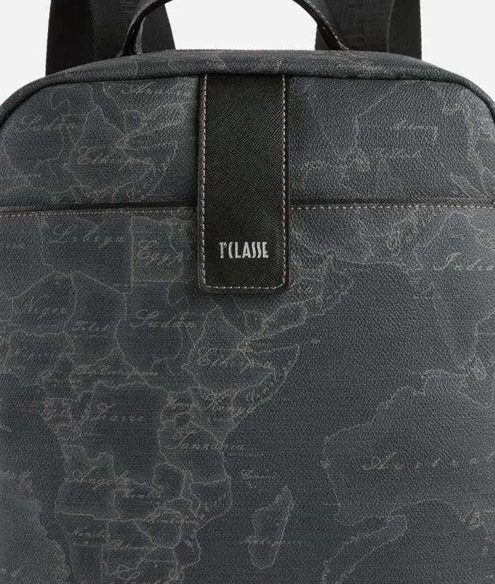 Woman Briefcase Alviero Martini Computer Backpack In Geo Night Printed Fabric Black