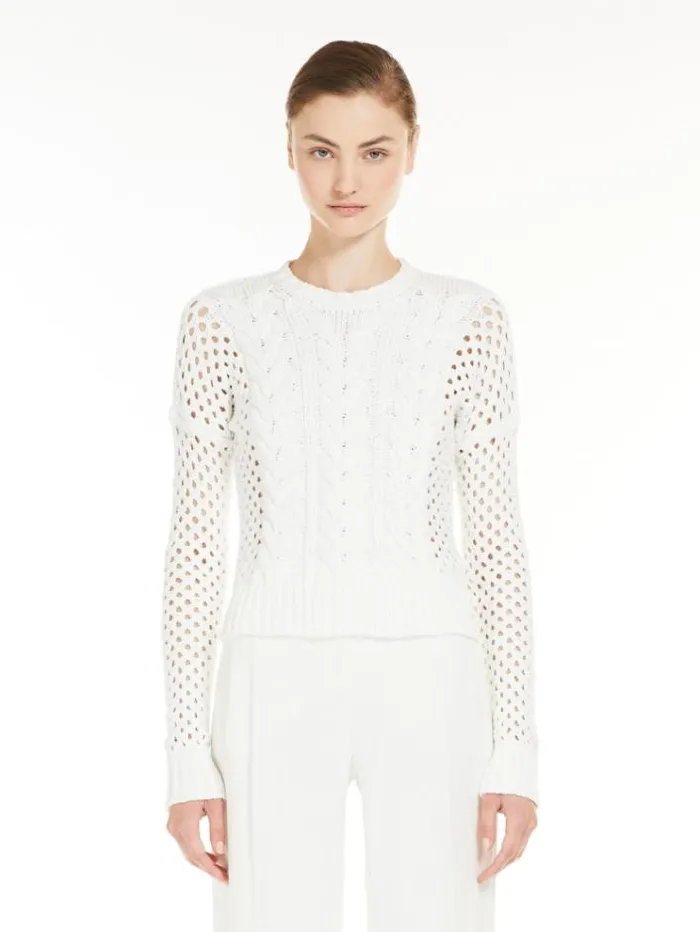 Woman Cable Knit Cotton Jumper Silk Maxmara Knitwear And Sweatshirts
