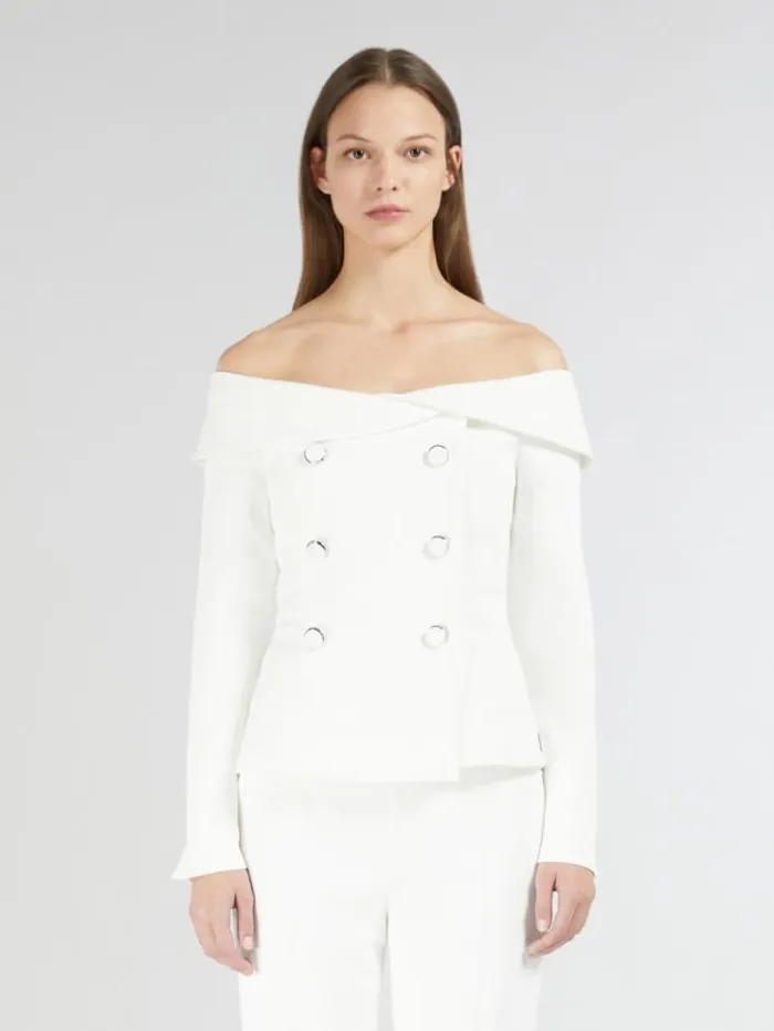 Woman Cady Bustier Optical White Maxmara Shirts And Tops