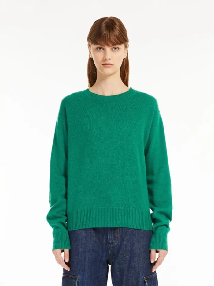 Woman Cashmere Sweater Green Maxmara Knitwear And Sweatshirts