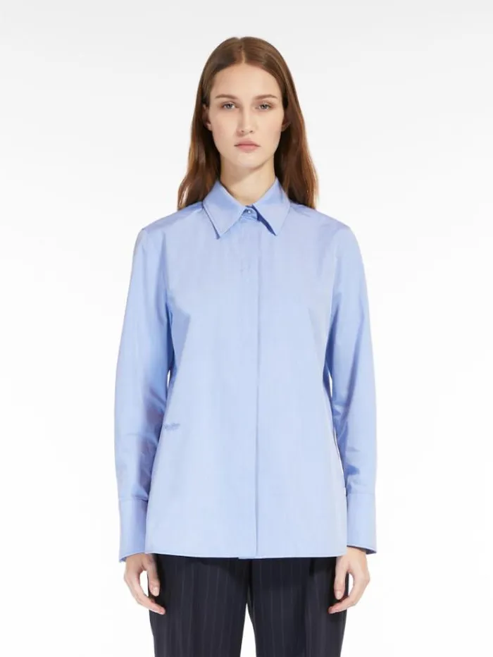 Woman Chambray Boyfriend Shirt Light Blue Maxmara Shirts And Tops