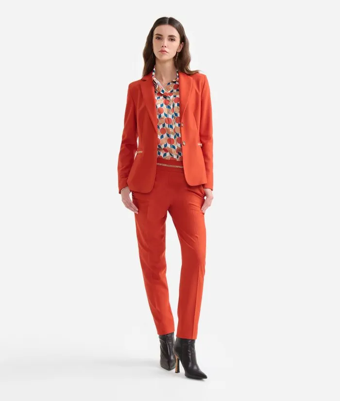Woman Coats and Jackets Alviero Martini Cavalry Twill Jacket With 1c Mini Buckles Brick Red Woman Coats and Jackets Alviero Martini Cavalry Twill Jacket With 1c Mini Buckles Brick Red