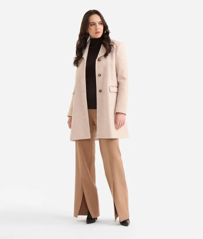 Woman Coats and Jackets Alviero Martini Herringbone Felt Coat Camel