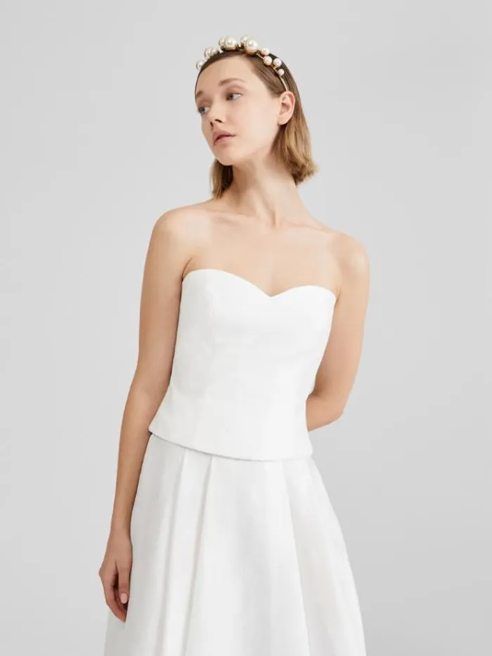 Woman Cotton Jacquard Top Optical White Maxmara Bridal Clothing