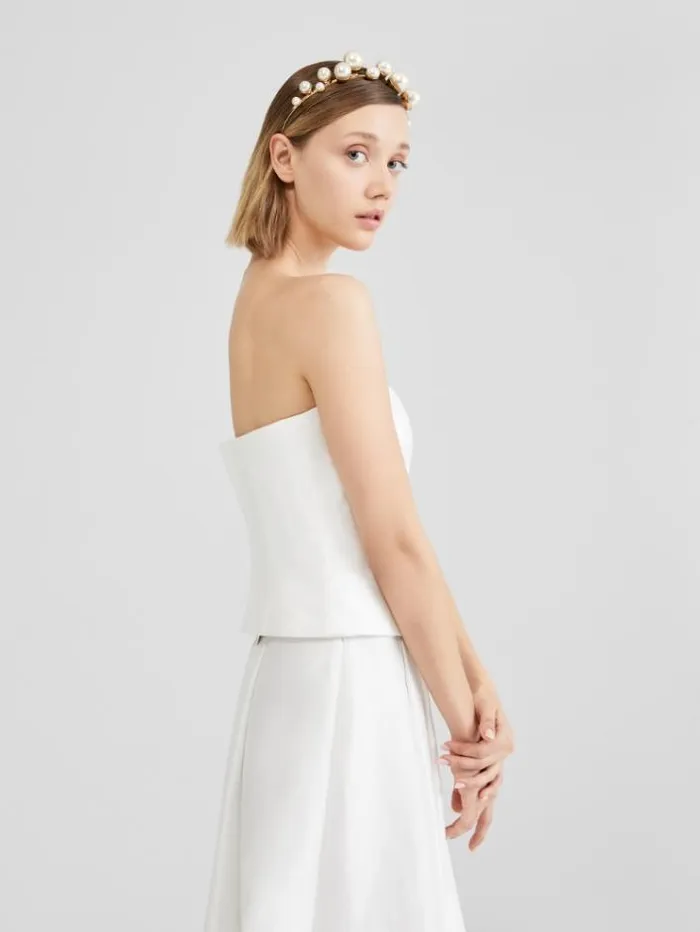 Woman Cotton Jacquard Top Optical White Maxmara Bridal Clothing Woman Cotton Jacquard Top Optical White Maxmara Bridal Clothing