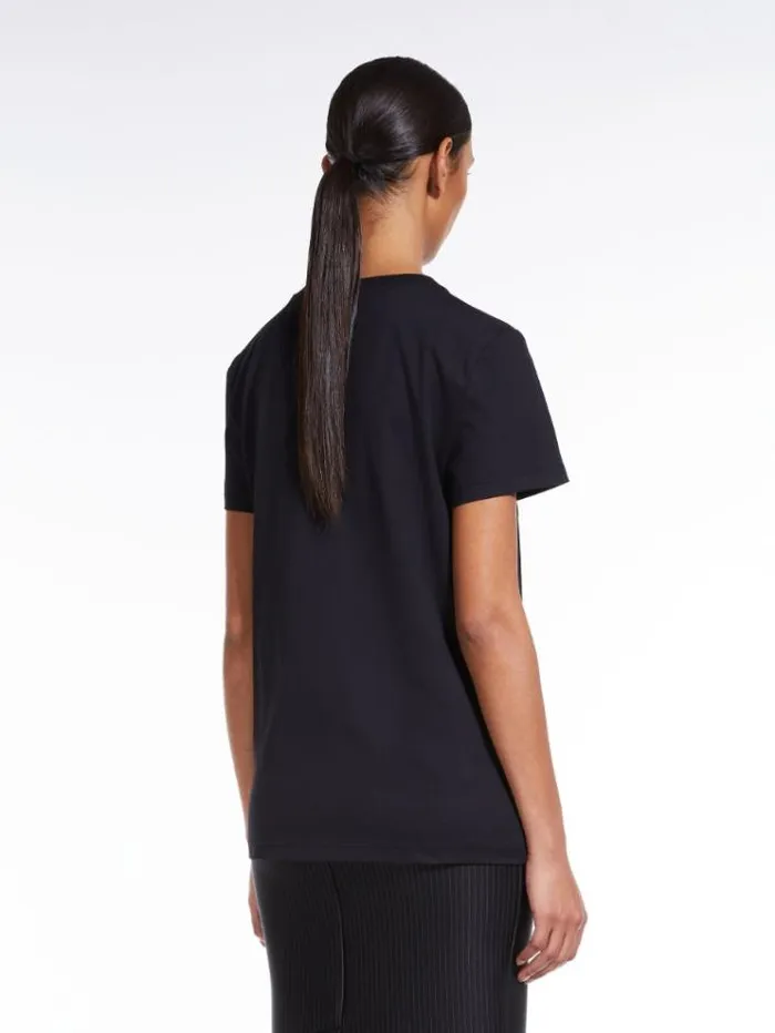 Woman Cotton Tshirt With Wegman Print Black Maxmara Tshirts Woman Cotton Tshirt With Wegman Print Black Maxmara Tshirts