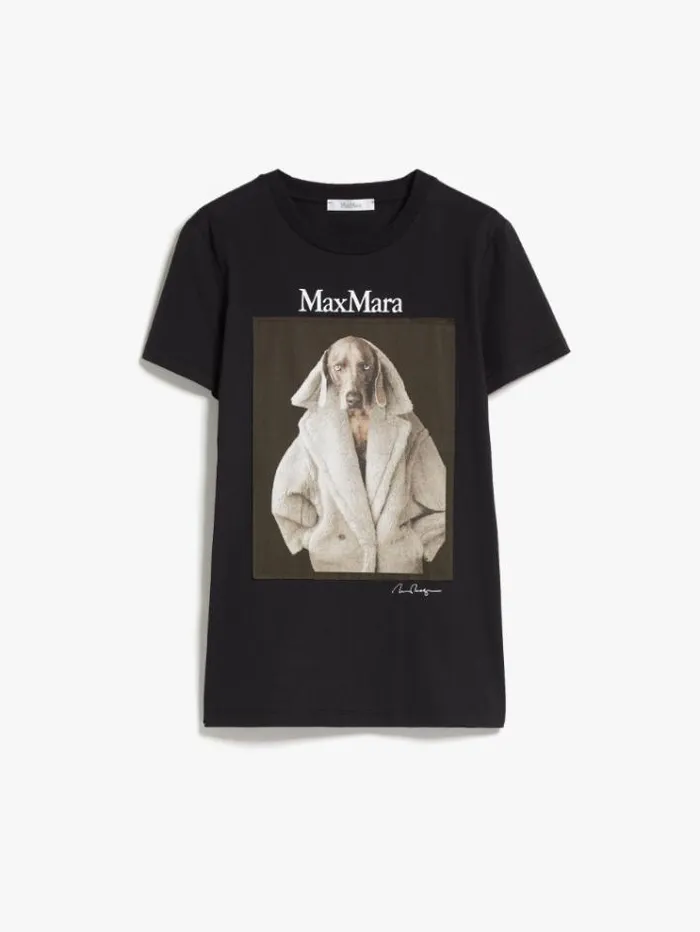 Woman Cotton Tshirt With Wegman Print Black Maxmara Tshirts Woman Cotton Tshirt With Wegman Print Black Maxmara Tshirts