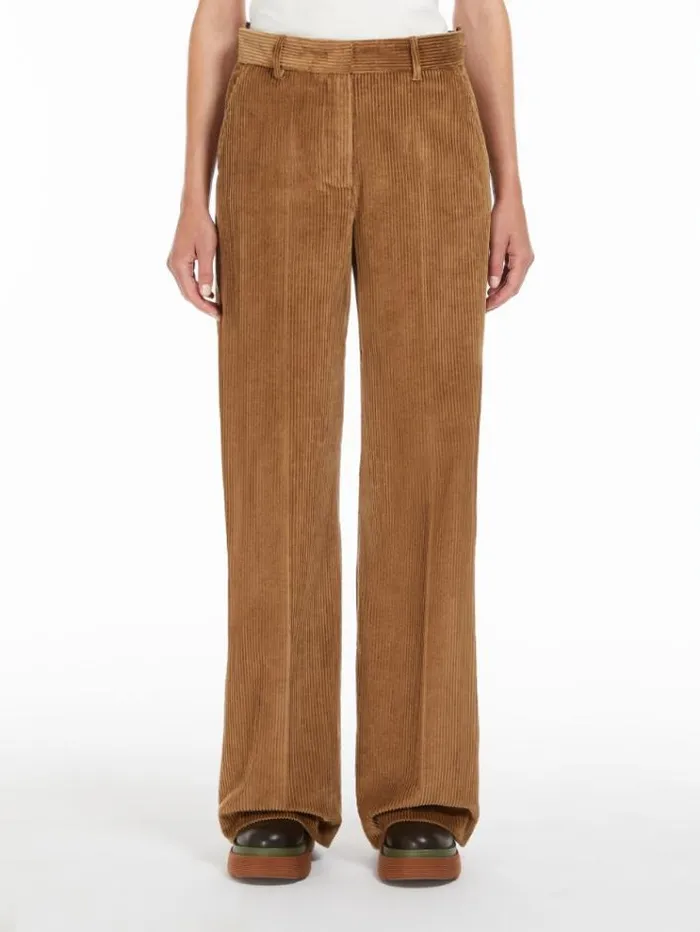 Woman Cotton Velvet Trousers Camel Maxmara Trousers