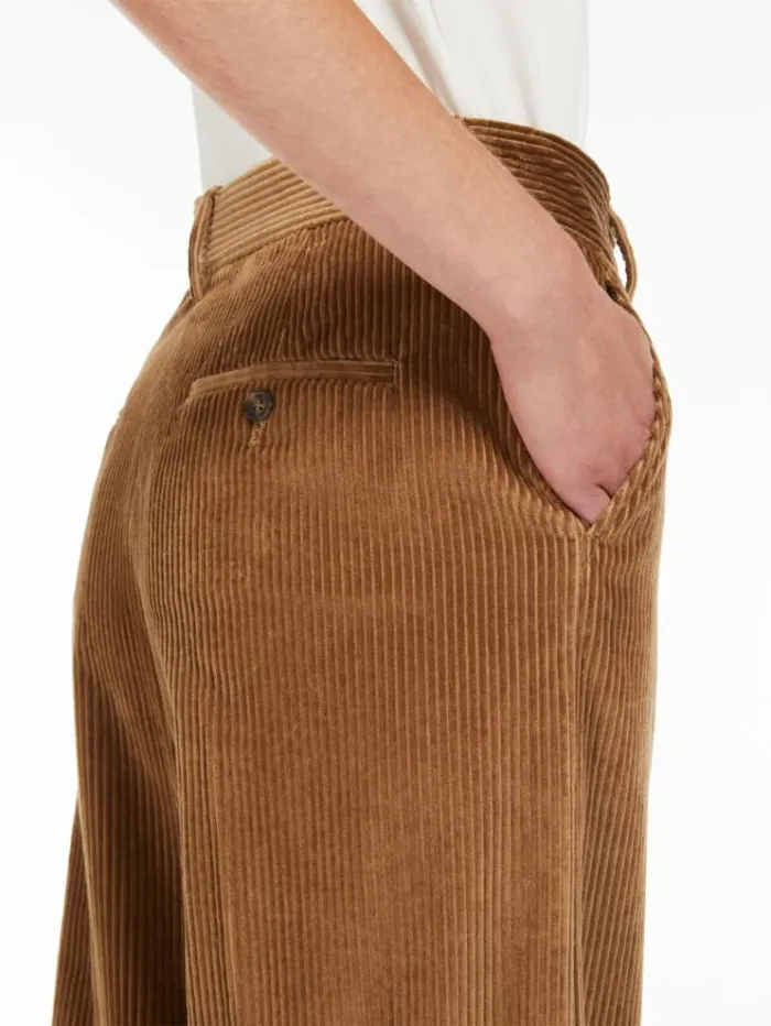 Woman Cotton Velvet Trousers Camel Maxmara Trousers Woman Cotton Velvet Trousers Camel Maxmara Trousers