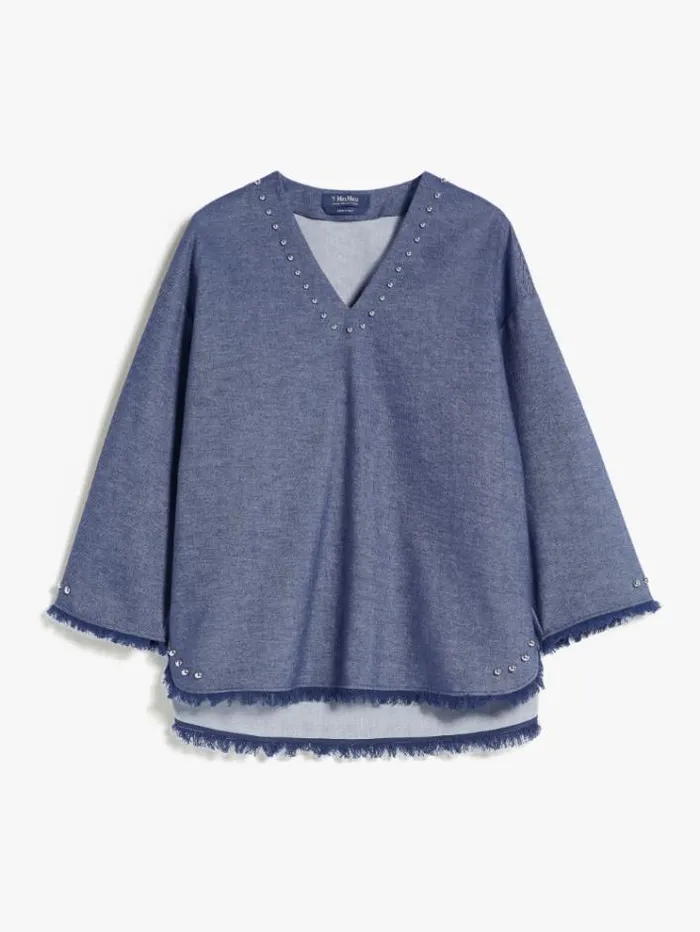 Woman Denimlook Cotton Tunic Midnightblue Maxmara Shirts And Tops Woman Denimlook Cotton Tunic Midnightblue Maxmara Shirts And Tops