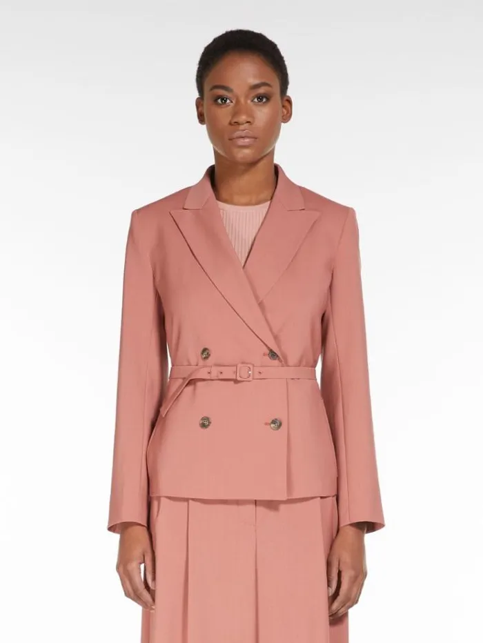 Woman Doublebreasted Blazer In Wool Fabric Terra Cotta Maxmara Suit