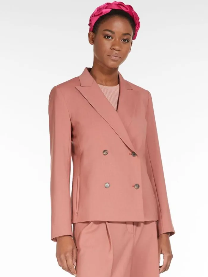 Woman Doublebreasted Blazer In Wool Fabric Terra Cotta Maxmara Suit Woman Doublebreasted Blazer In Wool Fabric Terra Cotta Maxmara Suit