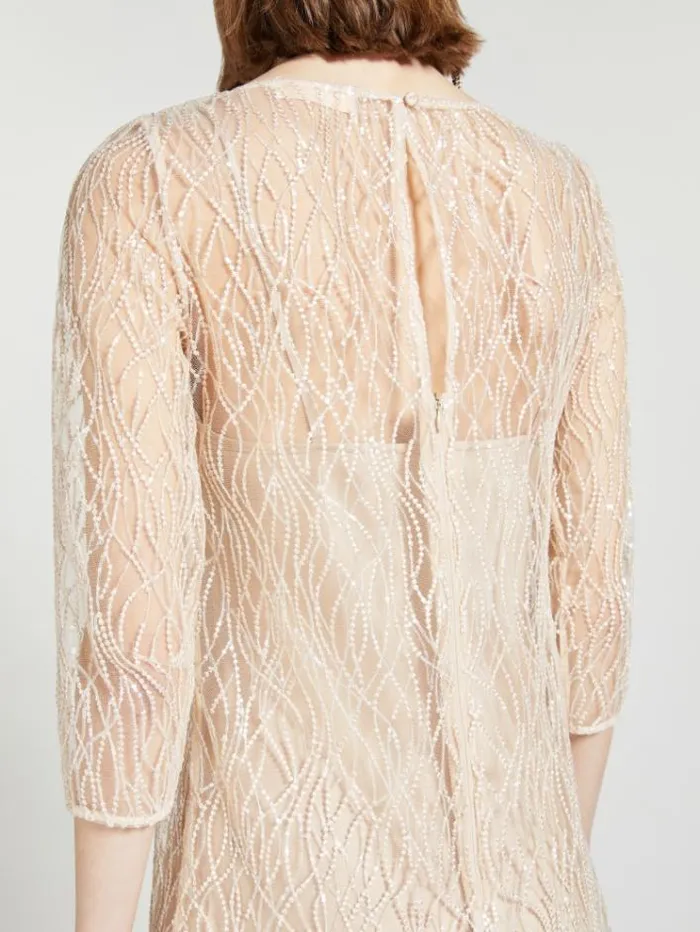 Woman Embroidered Tulle Dress Gold Maxmara Bridal Clothing Woman Embroidered Tulle Dress Gold Maxmara Bridal Clothing