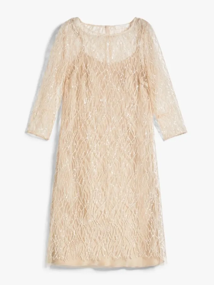 Woman Embroidered Tulle Dress Gold Maxmara Bridal Clothing Woman Embroidered Tulle Dress Gold Maxmara Bridal Clothing