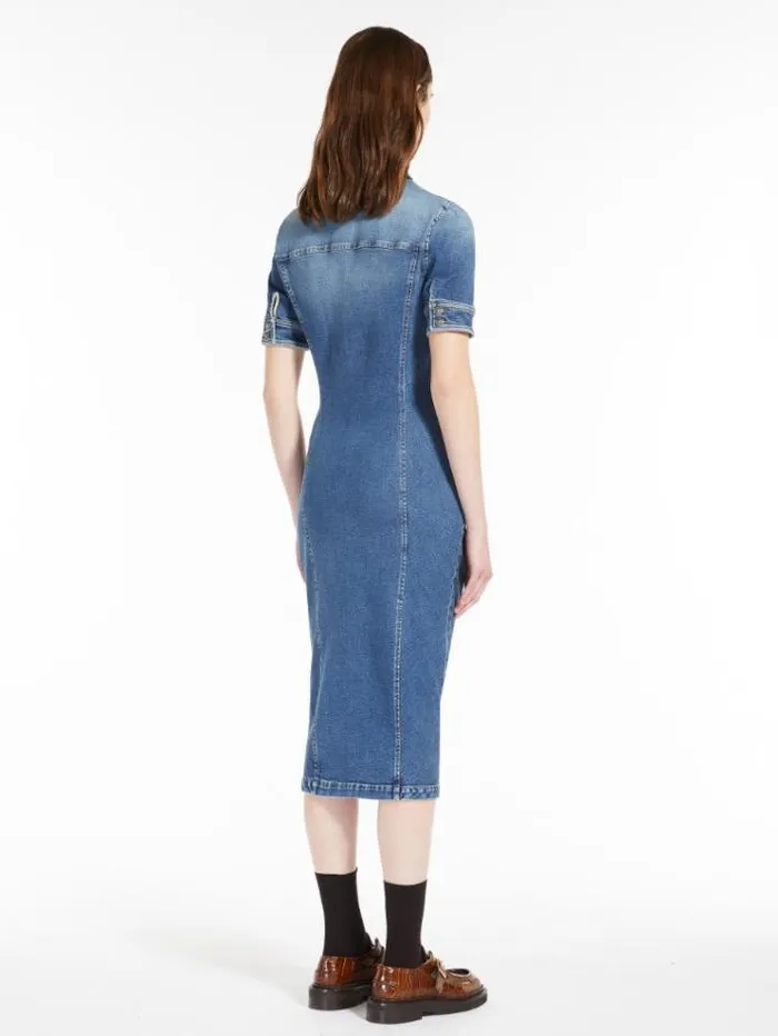 Woman Fitted Super Stretch Denim Dress Navy Maxmara Dresses Woman Fitted Super Stretch Denim Dress Navy Maxmara Dresses