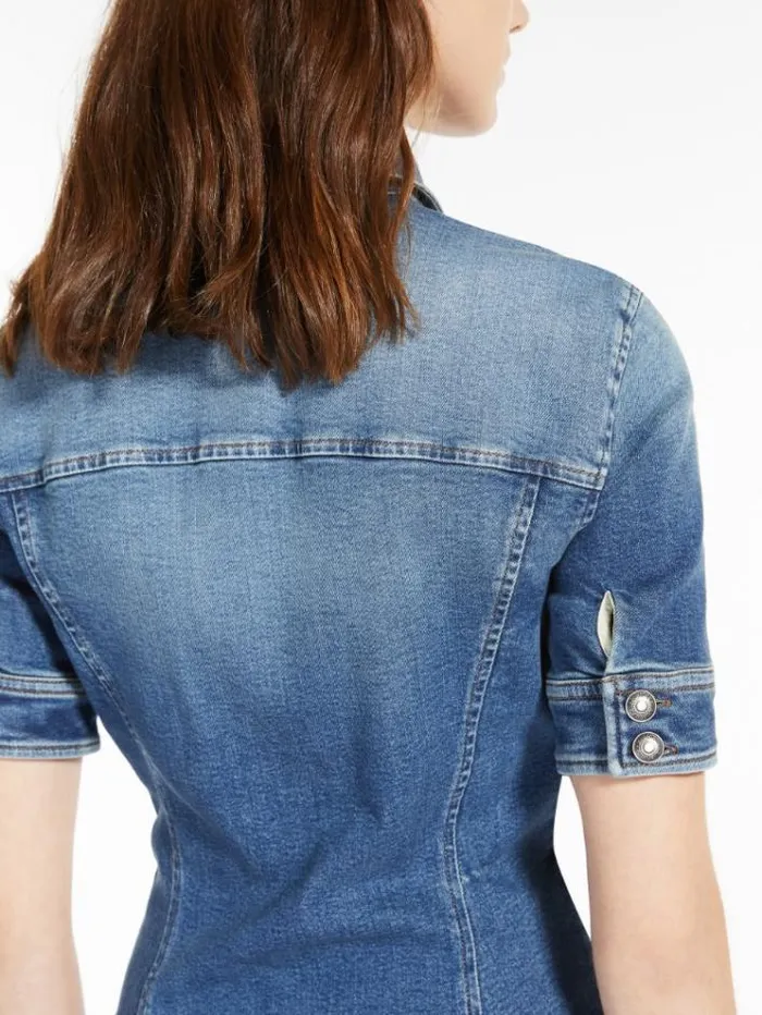 Woman Fitted Super Stretch Denim Dress Navy Maxmara Dresses Woman Fitted Super Stretch Denim Dress Navy Maxmara Dresses