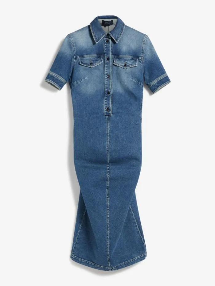 Woman Fitted Super Stretch Denim Dress Navy Maxmara Dresses Woman Fitted Super Stretch Denim Dress Navy Maxmara Dresses