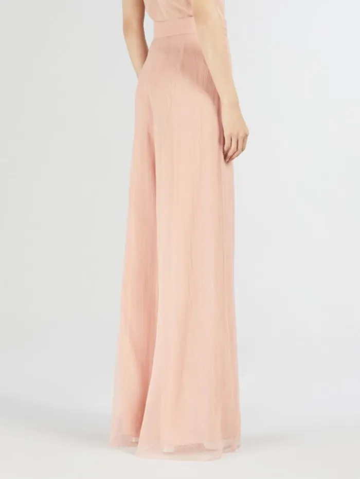 Woman Flowing Silk Trousers Powder Maxmara Trousers Woman Flowing Silk Trousers Powder Maxmara Trousers