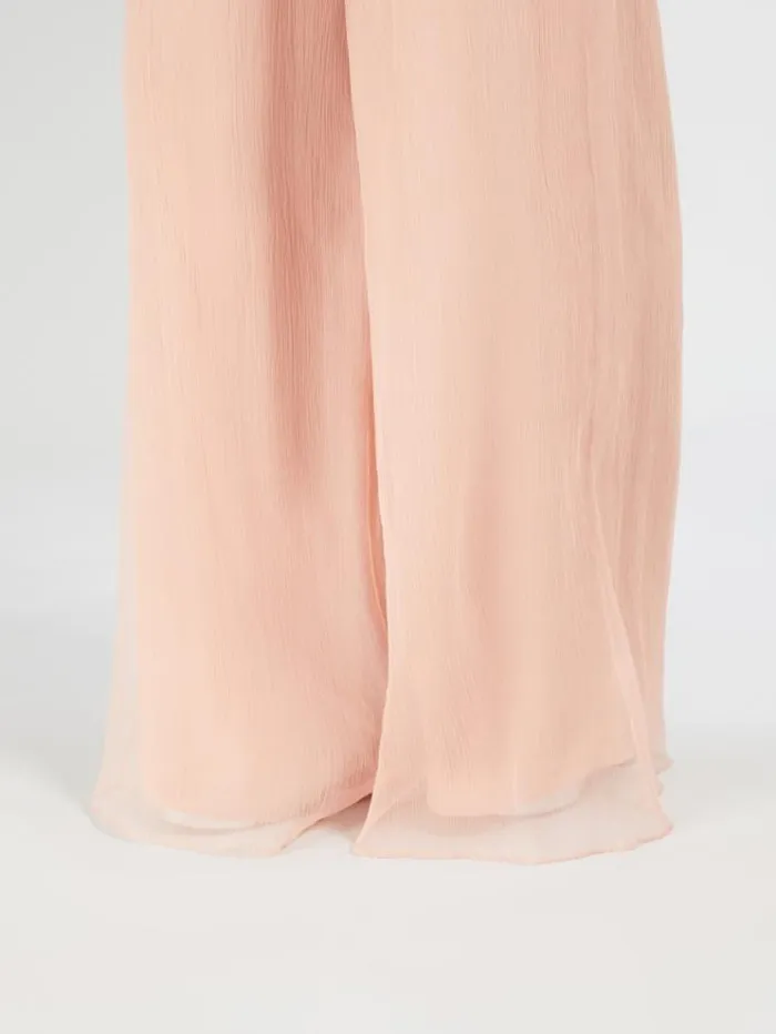 Woman Flowing Silk Trousers Powder Maxmara Trousers Woman Flowing Silk Trousers Powder Maxmara Trousers
