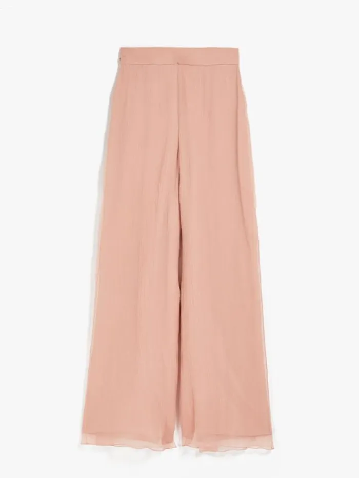 Woman Flowing Silk Trousers Powder Maxmara Trousers Woman Flowing Silk Trousers Powder Maxmara Trousers