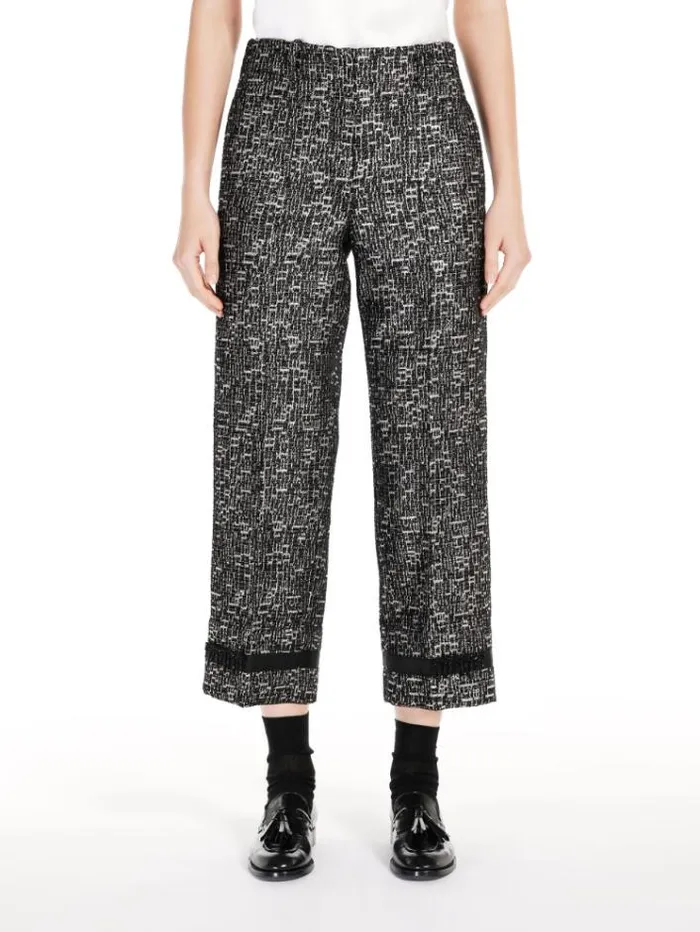 Woman Jacquard Cotton Trousers Black Maxmara Trousers