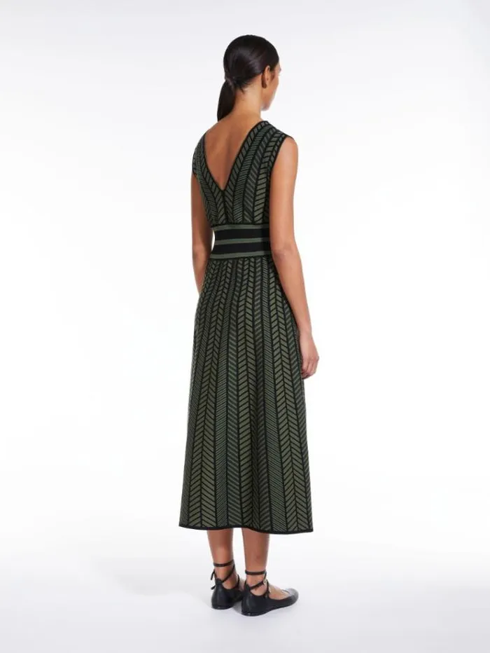 Woman Jacquard Viscose Midi Dress Green Maxmara Dresses Woman Jacquard Viscose Midi Dress Green Maxmara Dresses