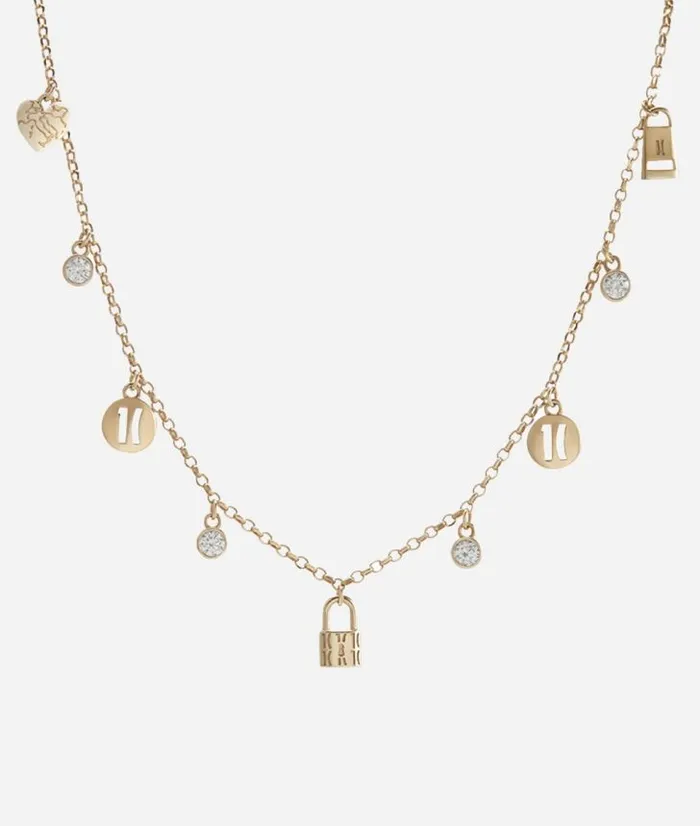 Woman Jewelry Alviero Martini Rambla Silver Necklace With Charms Dipped In Yellow Gold
