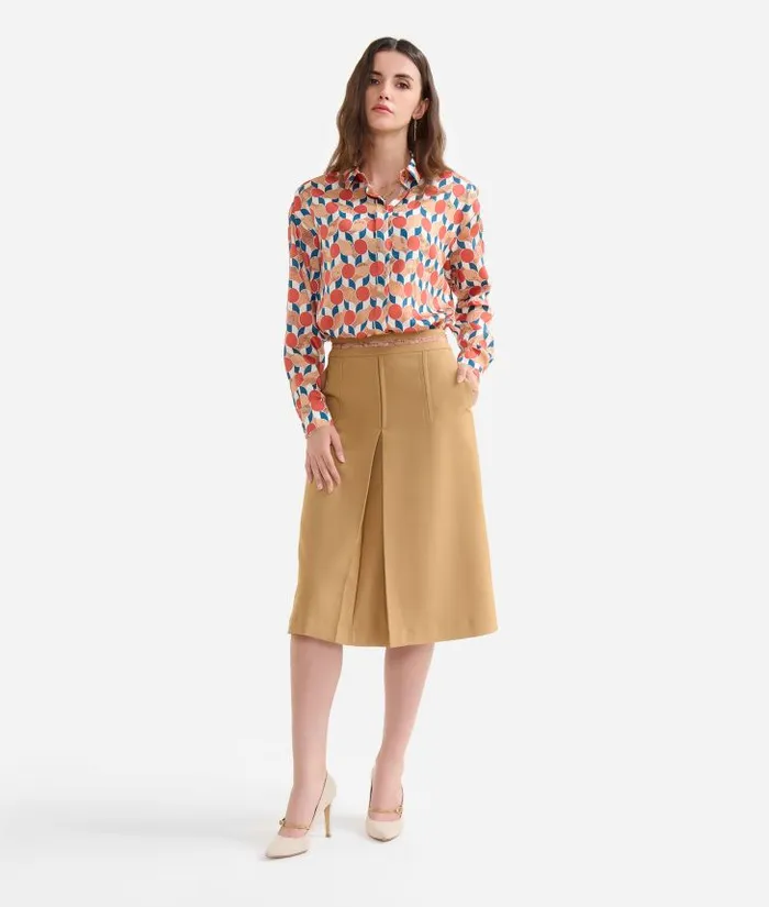 Woman Knitwears Shirts and Tops Alviero Martini GeoMetrico Print Twill Oversize Shirt Brick Red Woman Knitwears Shirts and Tops Alviero Martini GeoMetrico Print Twill Oversize Shirt Brick Red