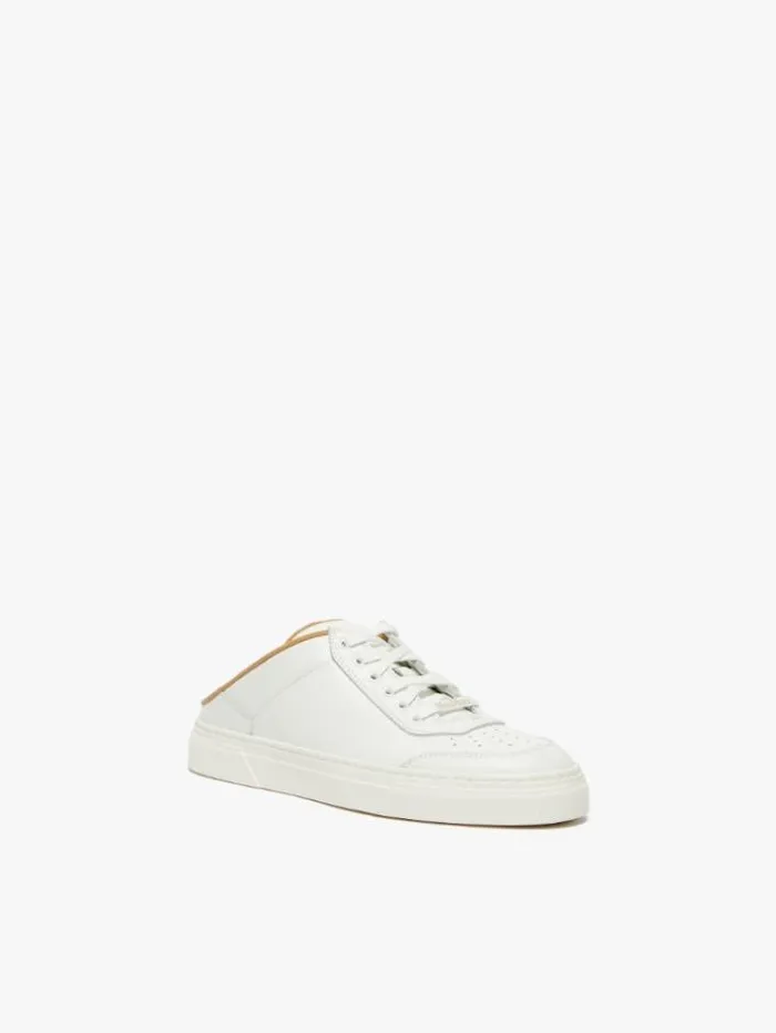 Woman Leather Mule Sneakers Optical White Maxmara Sneakers