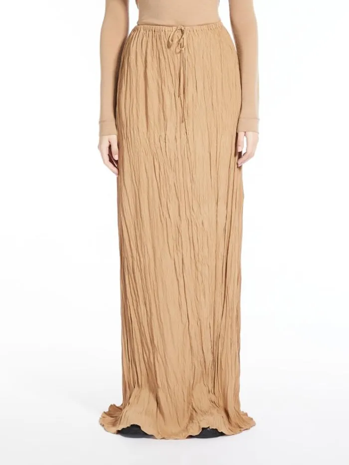 Woman Long Crepon Skirt Camel Maxmara Skirts