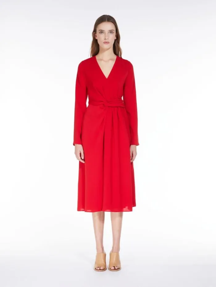 Woman Long Draped Cady Dress Red Maxmara Dresses