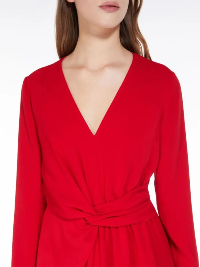 Woman Long Draped Cady Dress Red Maxmara Dresses Woman Long Draped Cady Dress Red Maxmara Dresses
