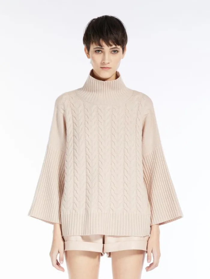 Woman Loose Cashmere Jumper Pink Maxmara Knitwear And Sweatshirts
