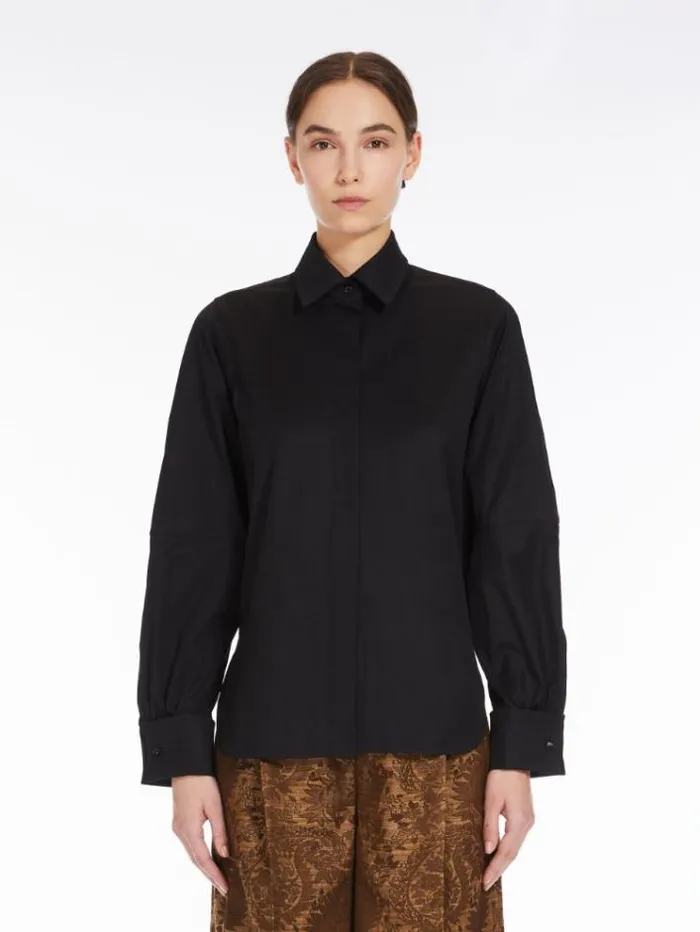 Woman Mensstyle Cotton Shirt Black Maxmara Shirts And Tops