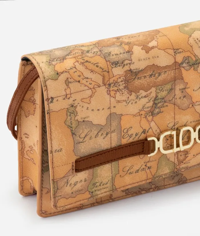 Woman Mini Bags and Pouches Alviero Martini 3d Geo Flap Pouch With Crossbody Strap Chestnut